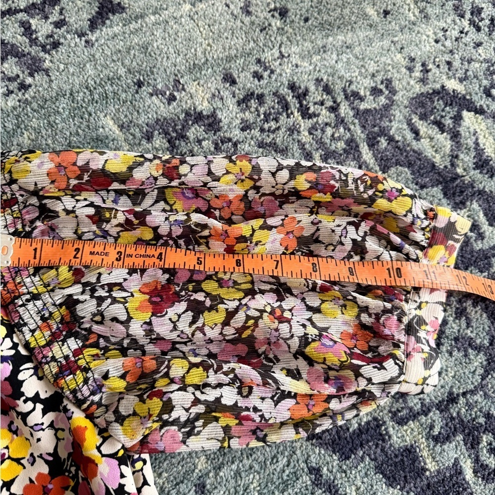 Who What Wear Sz Large FLAWED Floral Midi Length Summer Dress Sheer Puff Sleeves - Picture 10 of 10